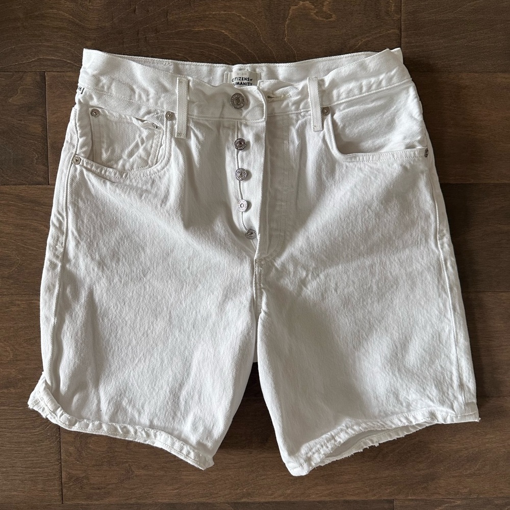 Citizens Of Humanity White Mid-Length Jean Shorts